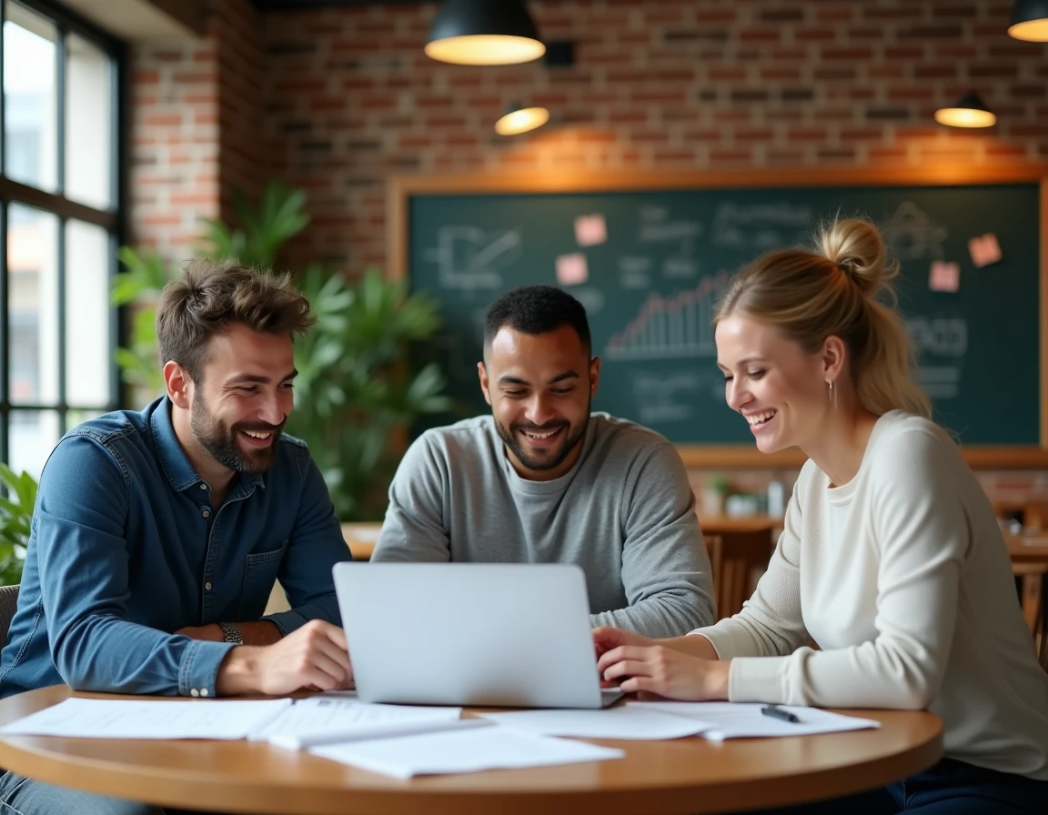 Équipe de professionnels collaborant autour d'une table sur des solutions stratégiques pour améliorer la performance de leur entreprise