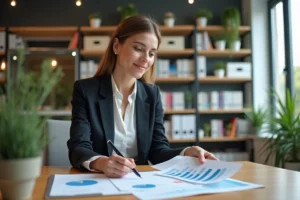 Femme d affaires confiante dans un bureau moderne