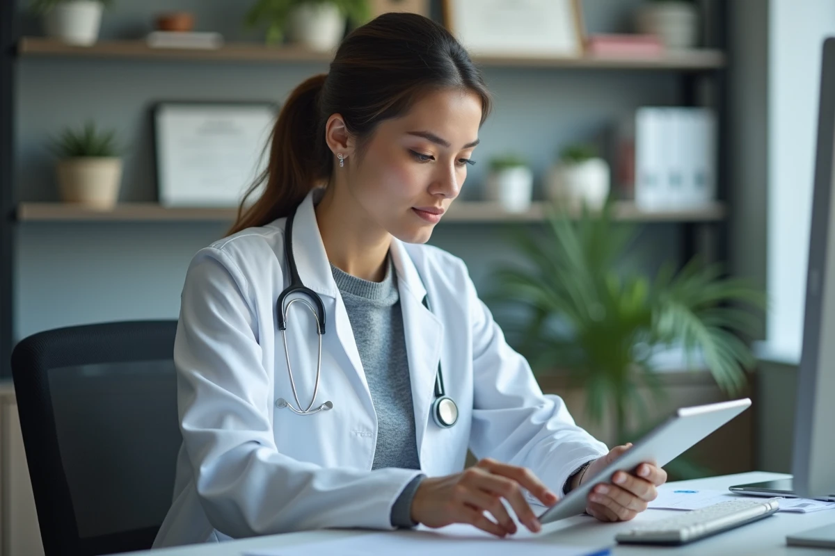 Médecin femme en consultation dans un bureau médical
